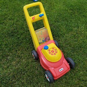 RARE -Vintage Little Tikes Lawn Mower Popping Motor Sounds Toddler Push Toy